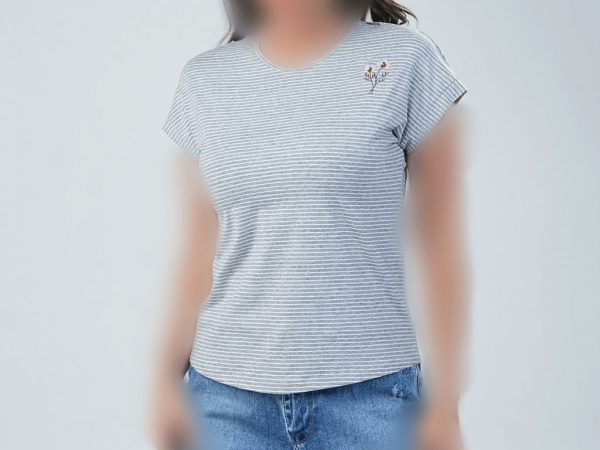 تیشرت پشت اشکی راه راه گلدوزی